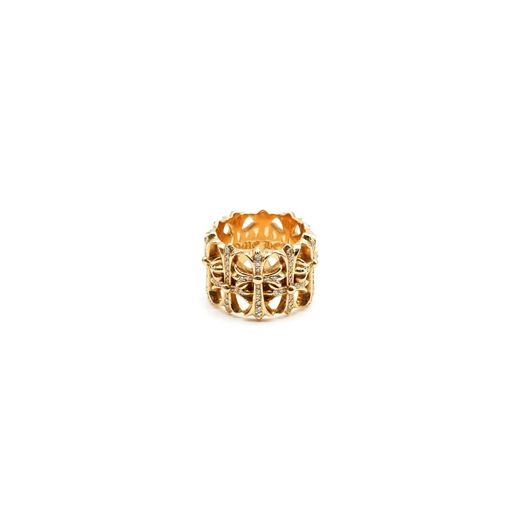 Chrome Hearts Jewelry 22K Gold With Diamonds Cross Cemetery Ring