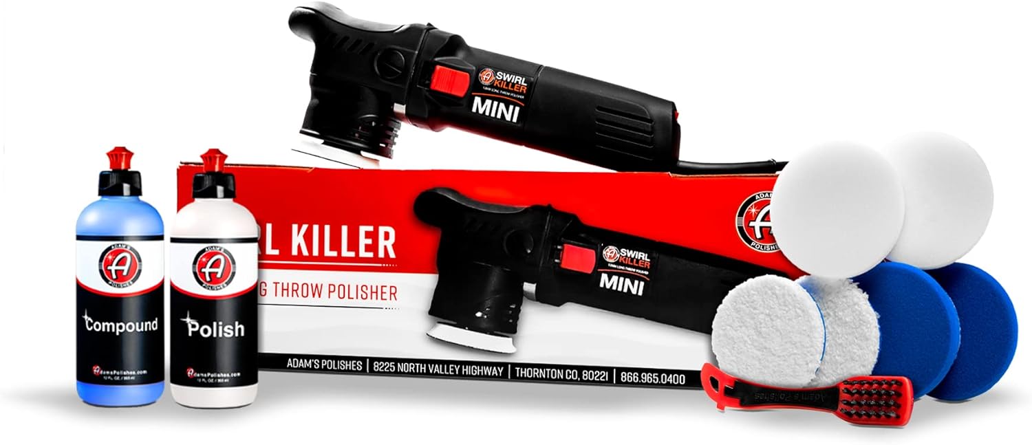 Swirl Killer 12mm Car Buffer Polisher Kit, Orbital Polishing Paint Correcting Tool, Car Scratch Remover, Correcting Polish, Use Post Car Wash Clay Bar & Pre Wax or Ceramic Coatin
