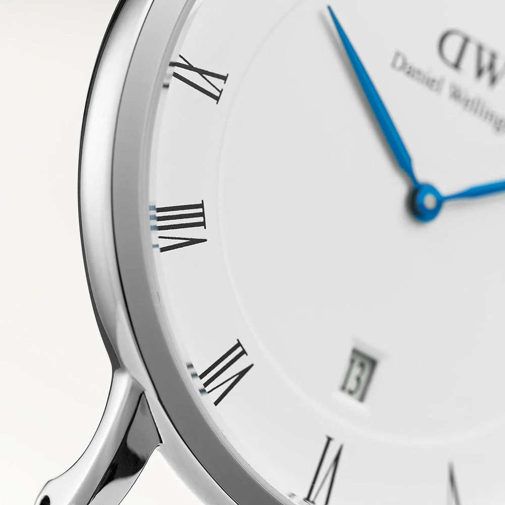 Daniel Wellington Dapper York 38mm White Dial Dark Brown Genuine Leather Silver Date Watch - DW00100089