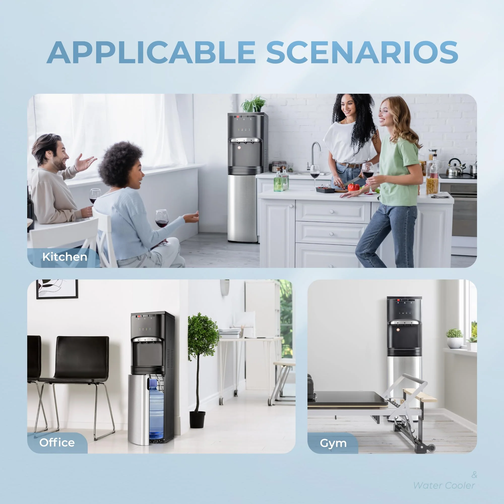EUHOMY Self Cleaning Bottom Loading Water Cooler Dispenser, with UV Lights Stainless Steel