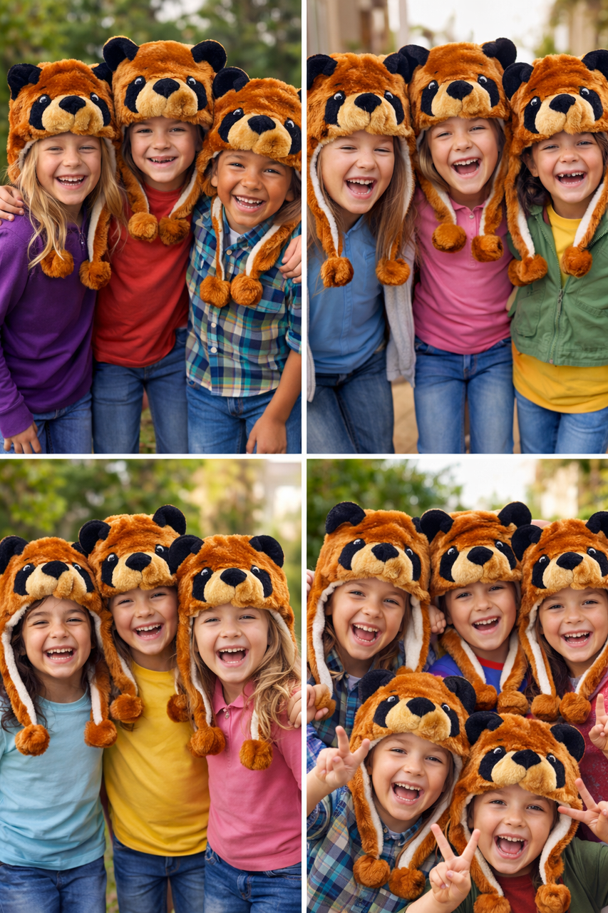 Bear Hat Bulk Plush Animal Hats