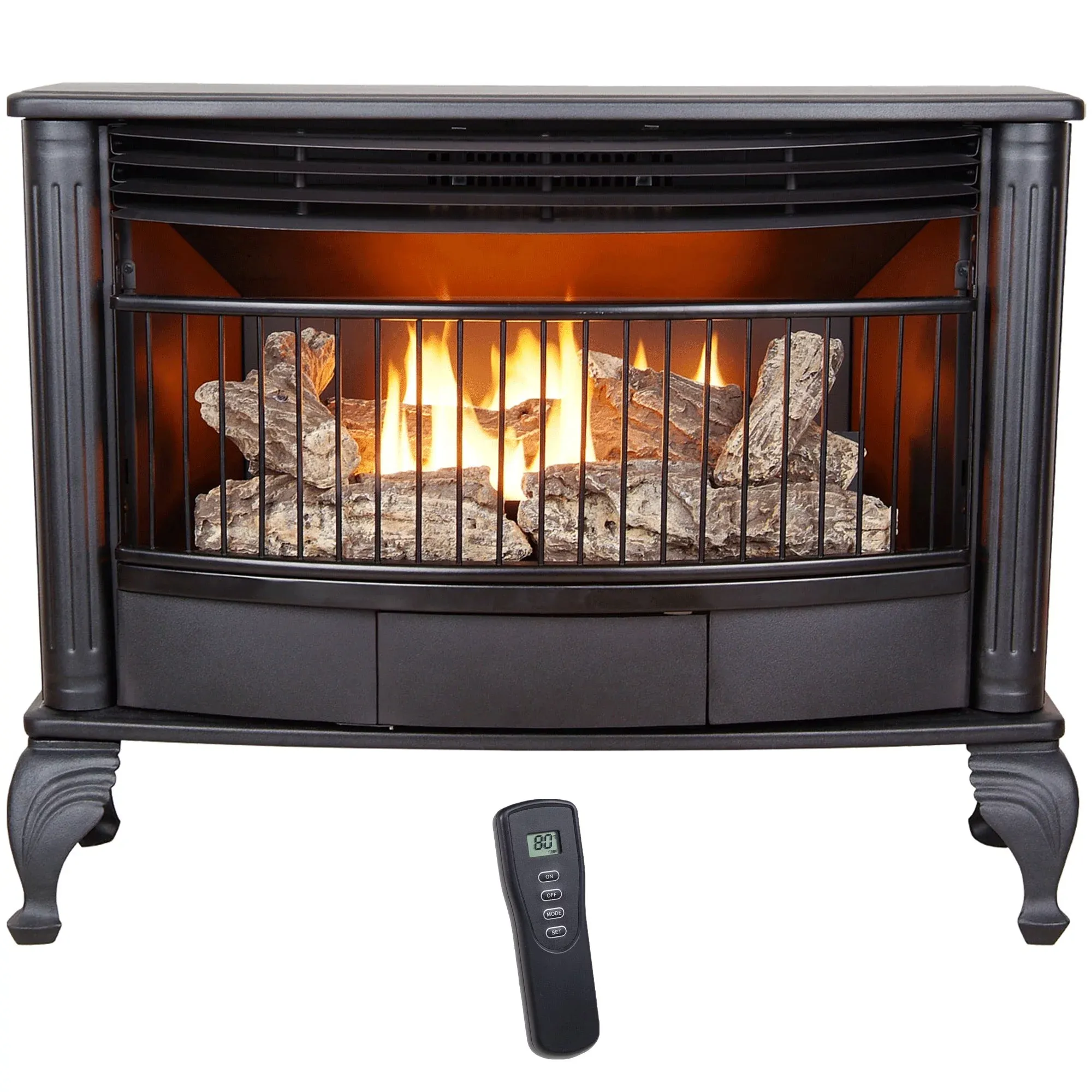 2026 Nuevo estufa de gas sin ventilación de doble combustible 25,000 BTU con control remoto y acabado negro