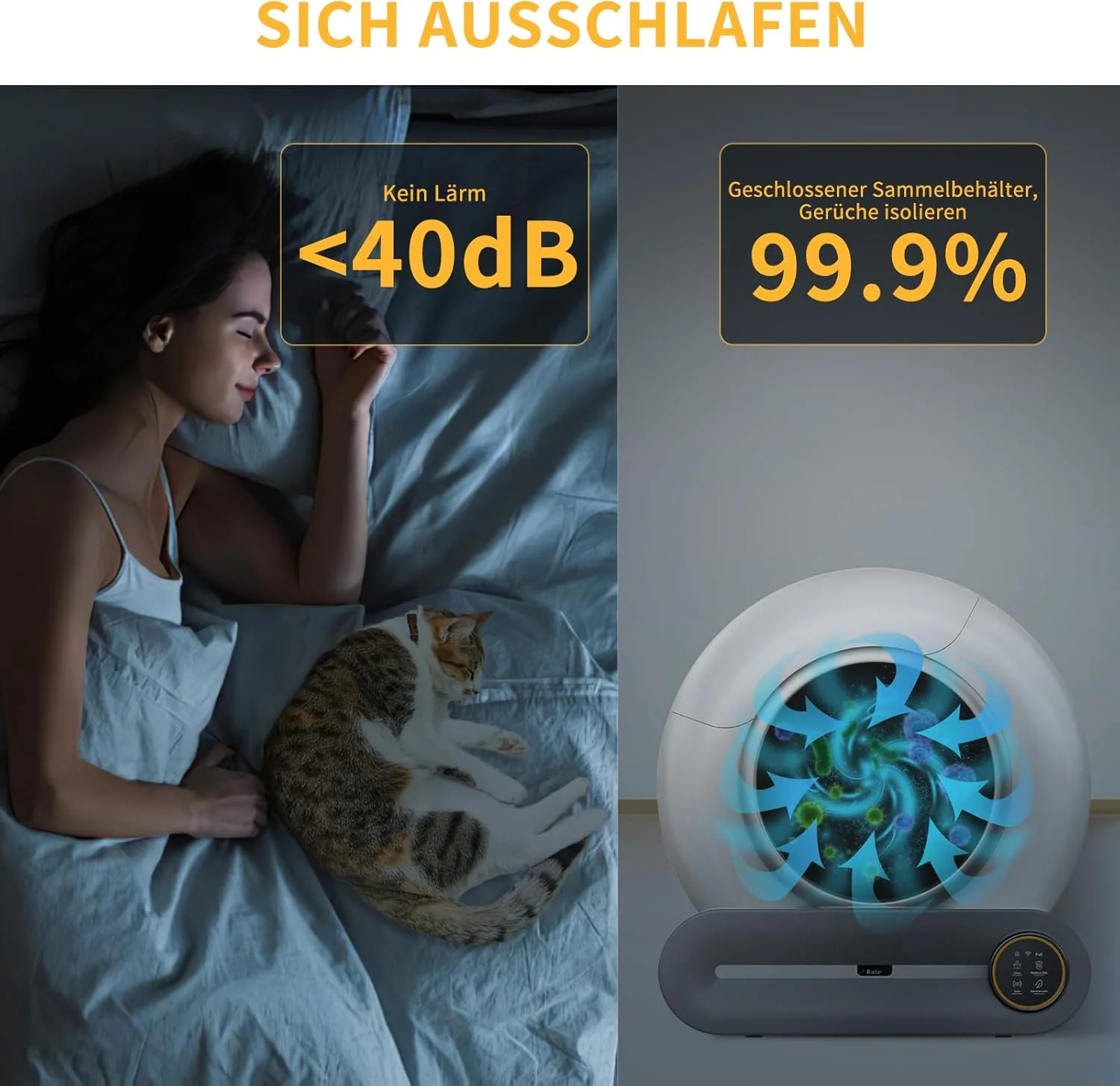 Zelfreinigende kattenbak Groot XXL 68L, Automatische kattenbak met afvalzakken, Lage instap met APP-bediening Elektrische kattenbak, voor 2 katten Zelfreinigende kattenbak
