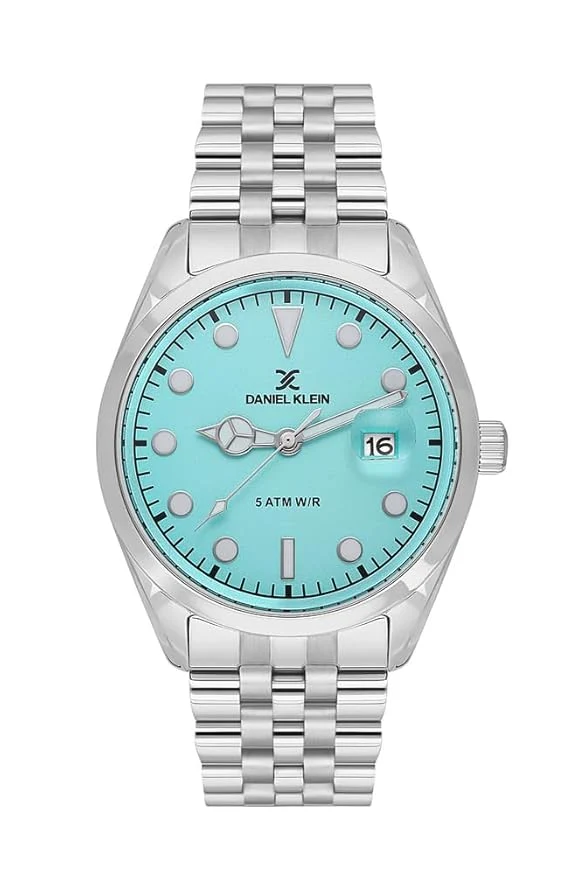 Daniel Klein Premium Date Window Blue Dial Silver Watch - DK.1.13835-3
