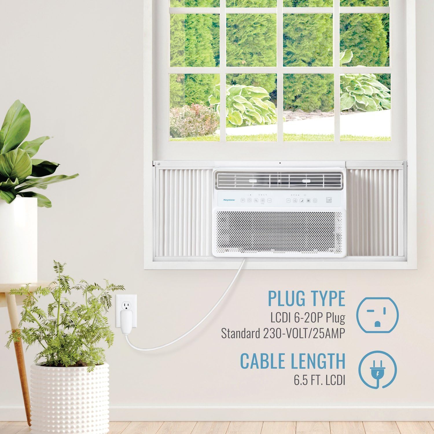 Keystone - Inverter-Klimaanlage 24000 BTU 230 V, Fenstermontiert, leiser Betrieb und hohe Effizienz, Fernbedienung, Wechselstrom-Fenstereinheit für Wohnung, Wohnzimmer