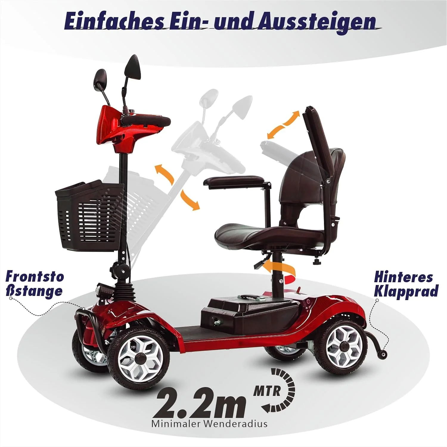 2025 Elektrische mobiliteitsscooter met 4 wielen voor volwassenen en senioren ?C Compact, krachtig model met langeafstandsaccu en achteruitkijkspiegels
