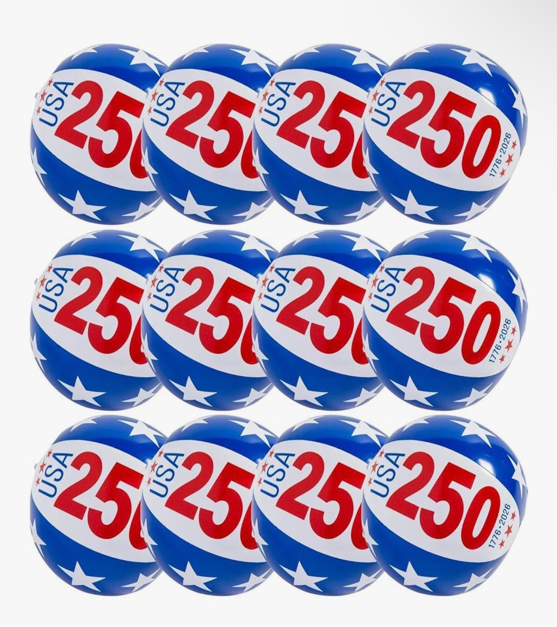 12�� Beach Balls Bulk 250th Anniversary USA Beach Balls 9137A