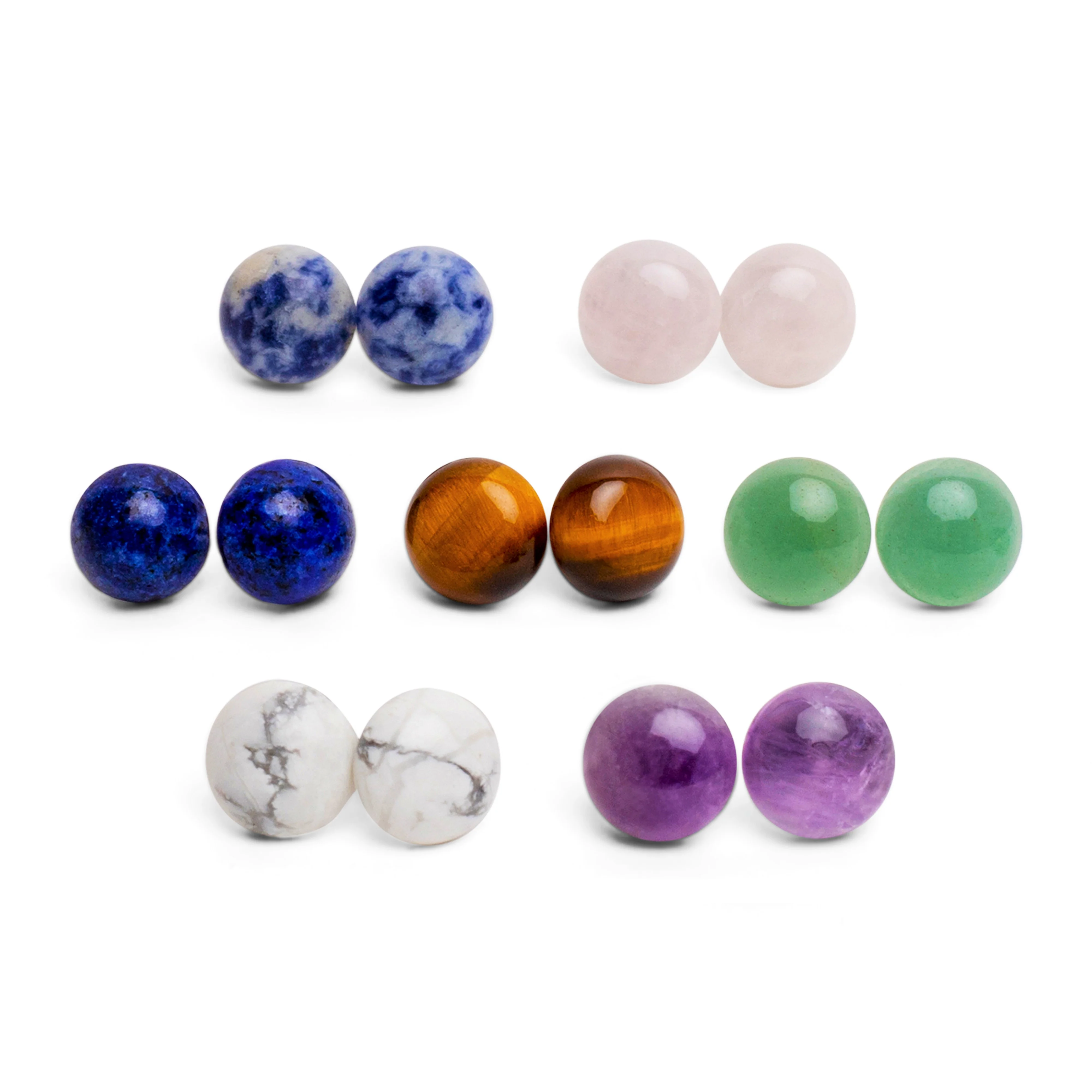 Set van 7 - Edelsteen Oorbellen - Oorstekers Mix - Oorknopjes Edelstenen