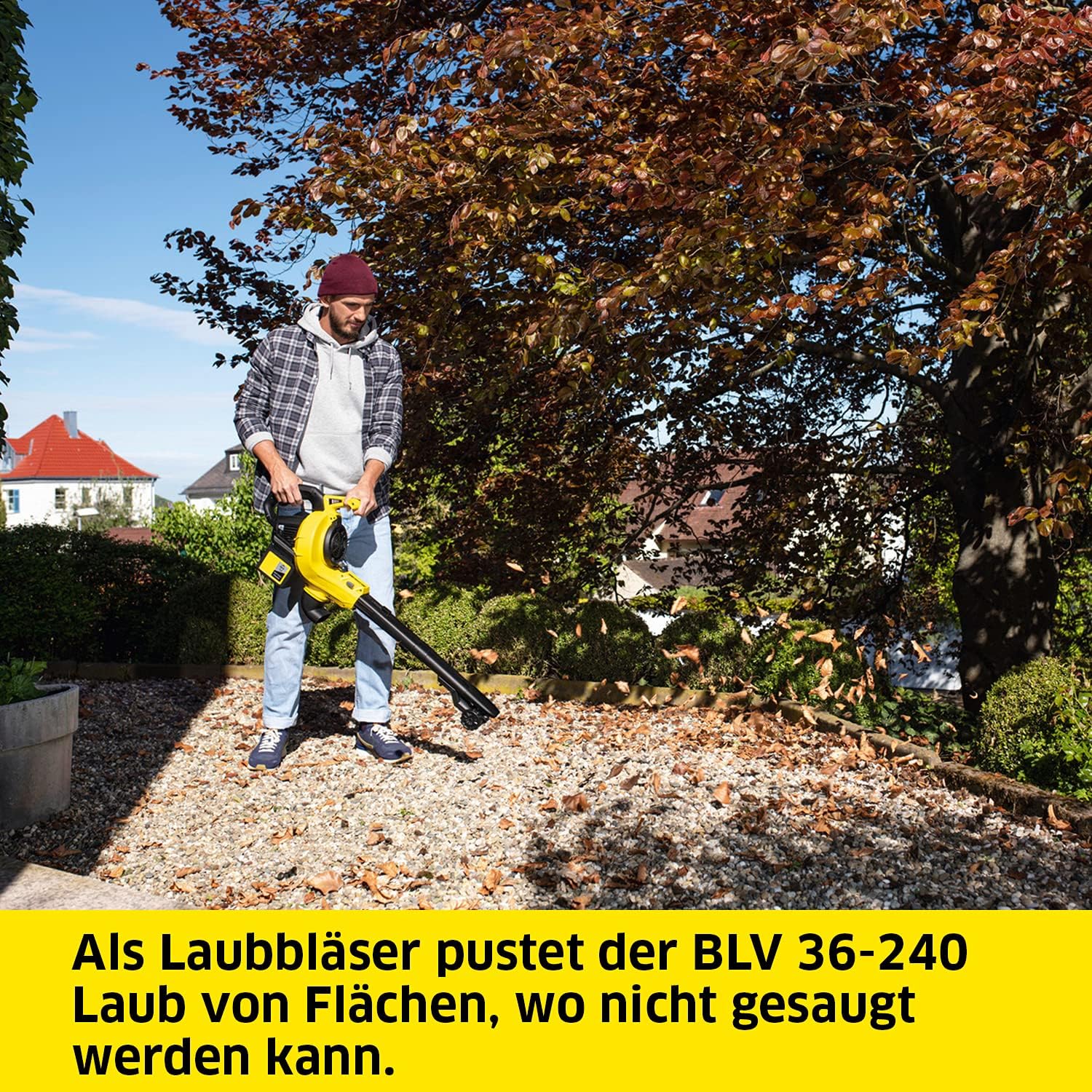 Kärcher 18 V Akku-Laubbläser und -sauger BLV 18-200 Battery Set, inkl. 18 V/2,5 Ah Akku und Schnellladegerät, mit Mulchfunktion, Luftgeschwindigkeit: 200 km/h, Fangsackvolumen: 45 l, Gewicht: 3,5 kg
