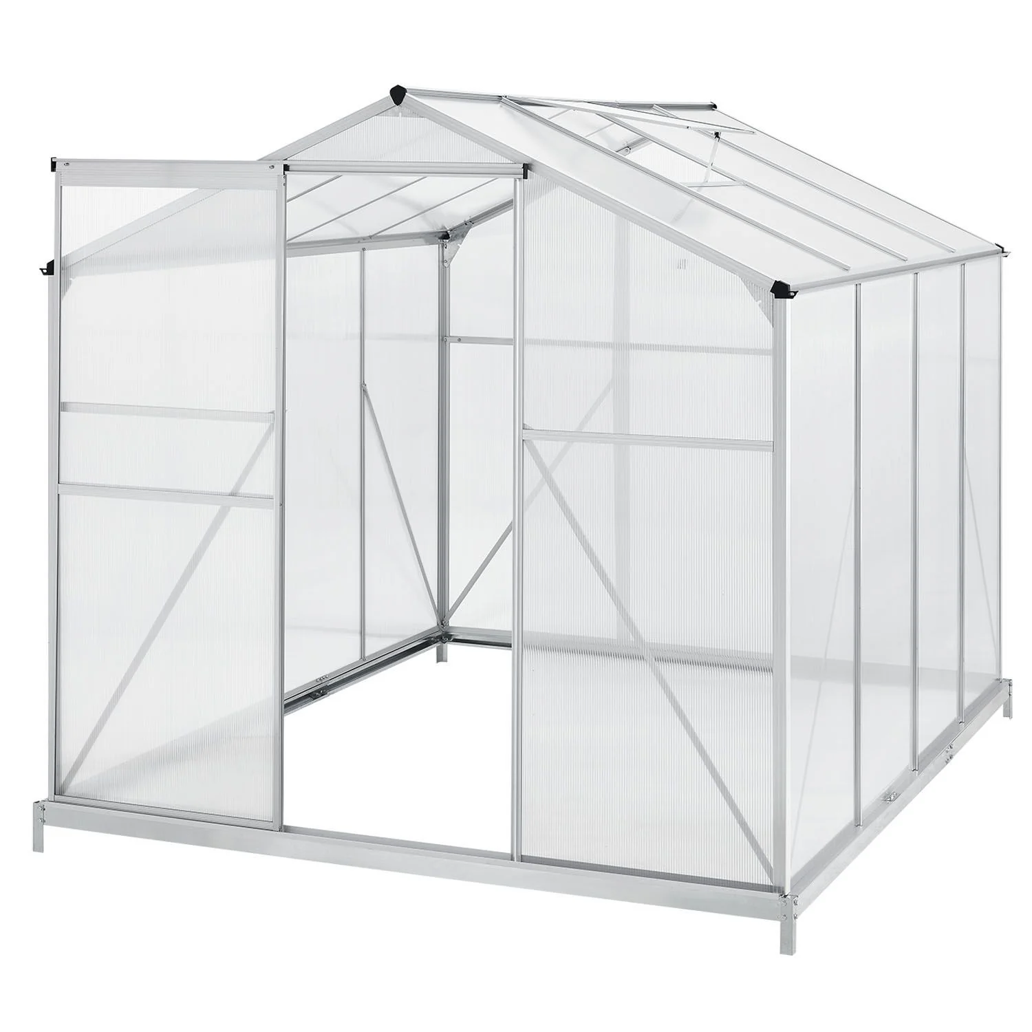 2025 Invernadero de jardín de aluminio con base – Ideal para frutas, verduras y resguardo invernal
