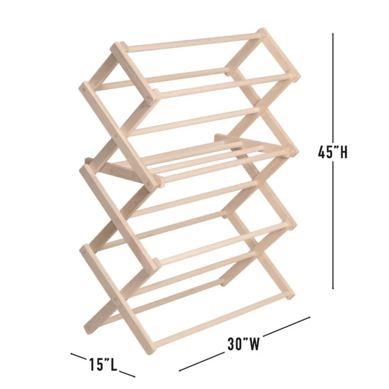 Pennsylvania Woodworks Medium Wooden Clothes Drying Rack (Made in the USA) Heavy Duty 100% Hardwood