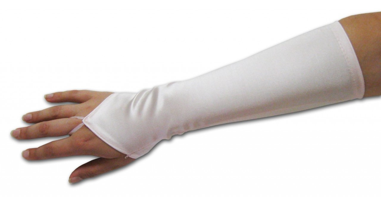 12 PACK Ivory Satin Gauntlet Fingerless Gloves 18