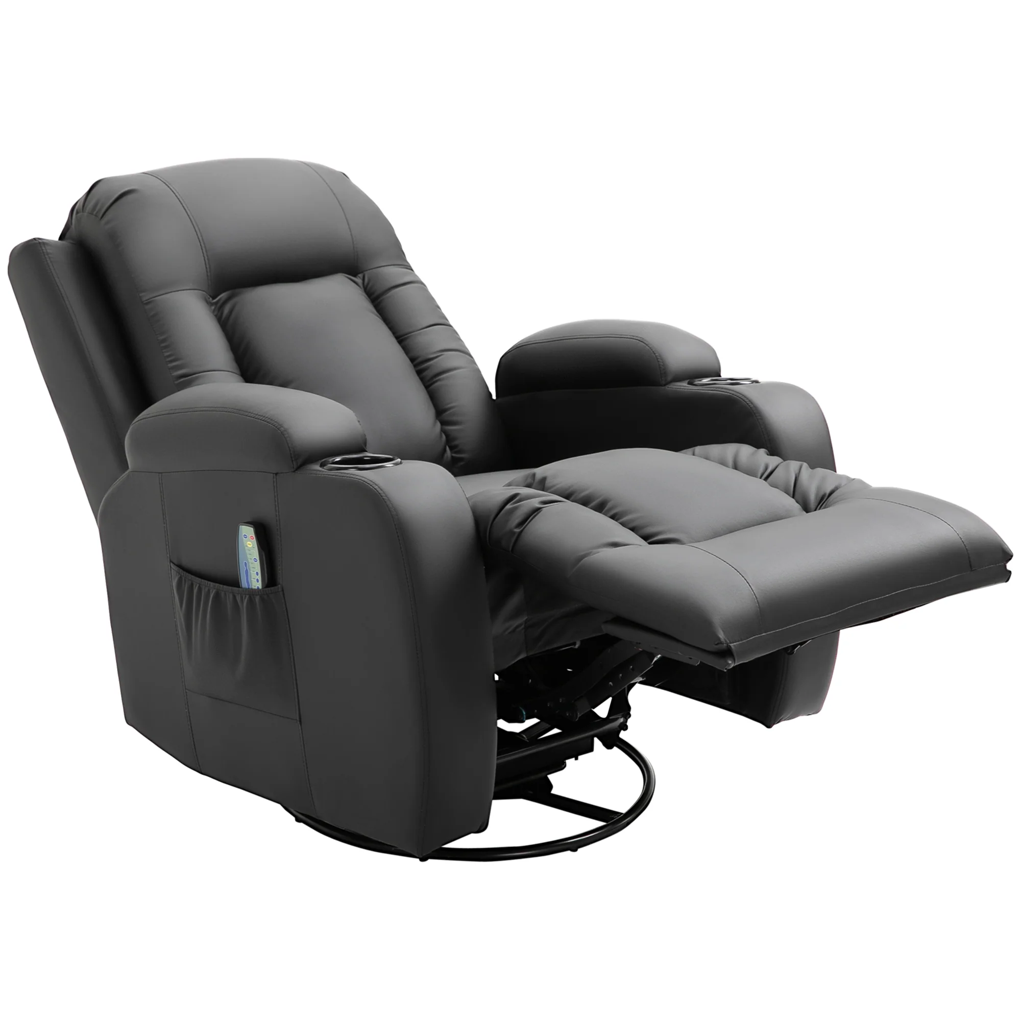 HOMCOM Massagestoel, relaxstoel, schommelfunctie, 8 vibratiepunten, inclusief afstandsbediening, zwart