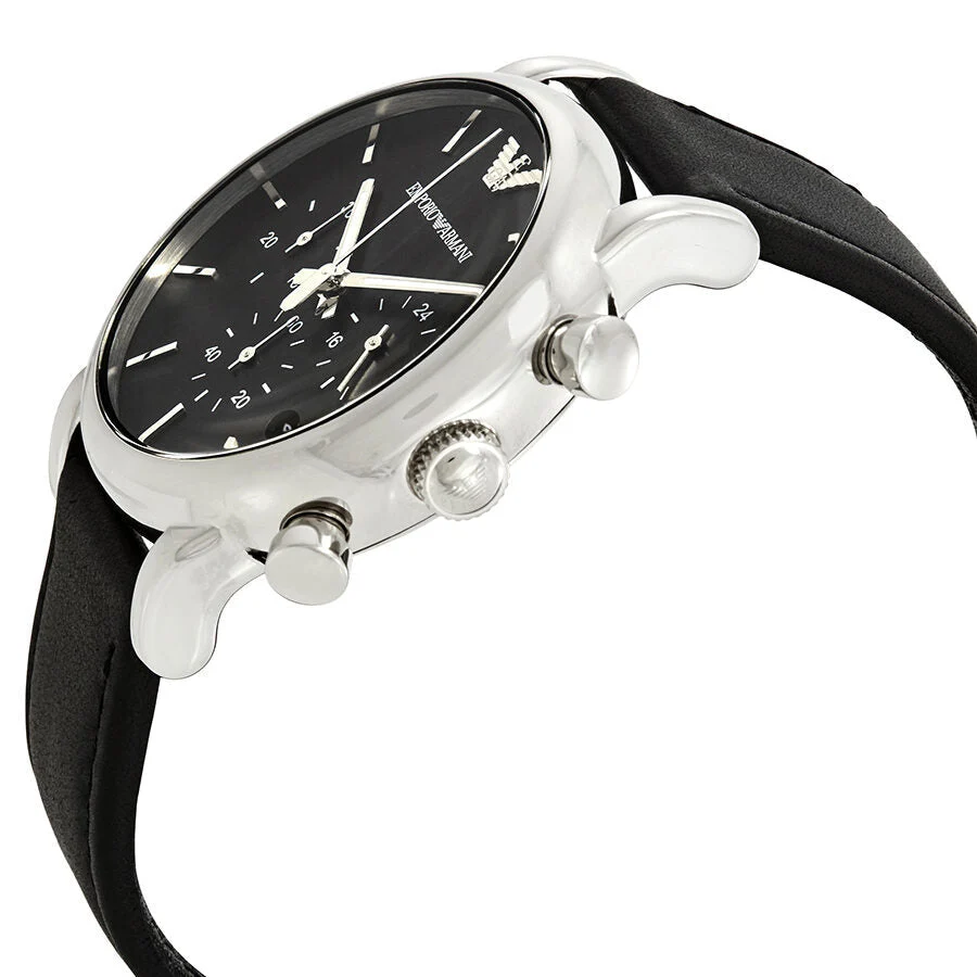 Emporio Armani Classic Chronograph Black Genuine Leather Men's Watch - AR1733