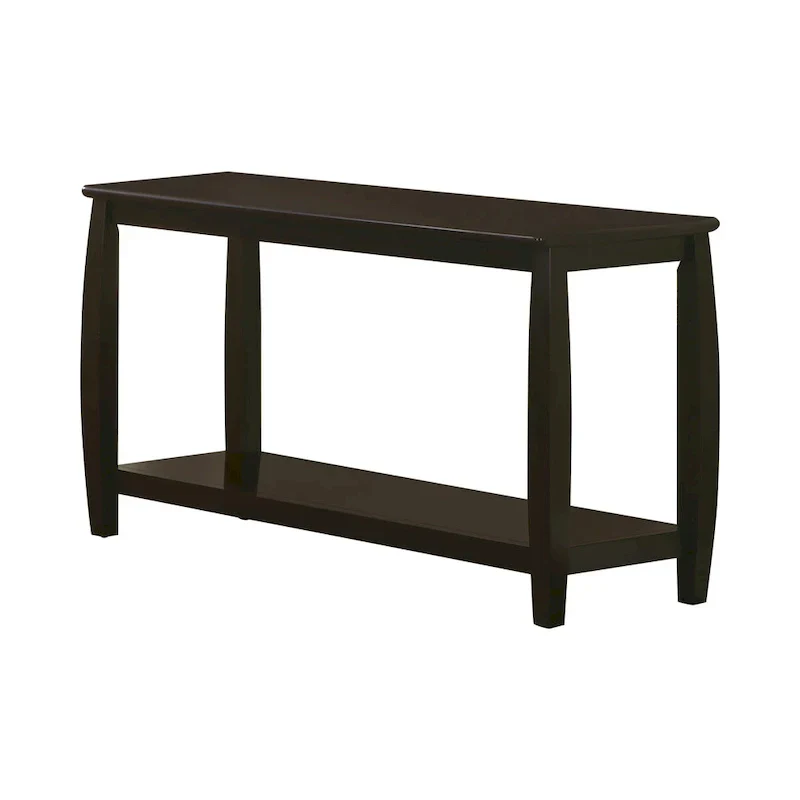 Modern Solid Wood Sofa Table with Subtle Curved Design in Dark Brown