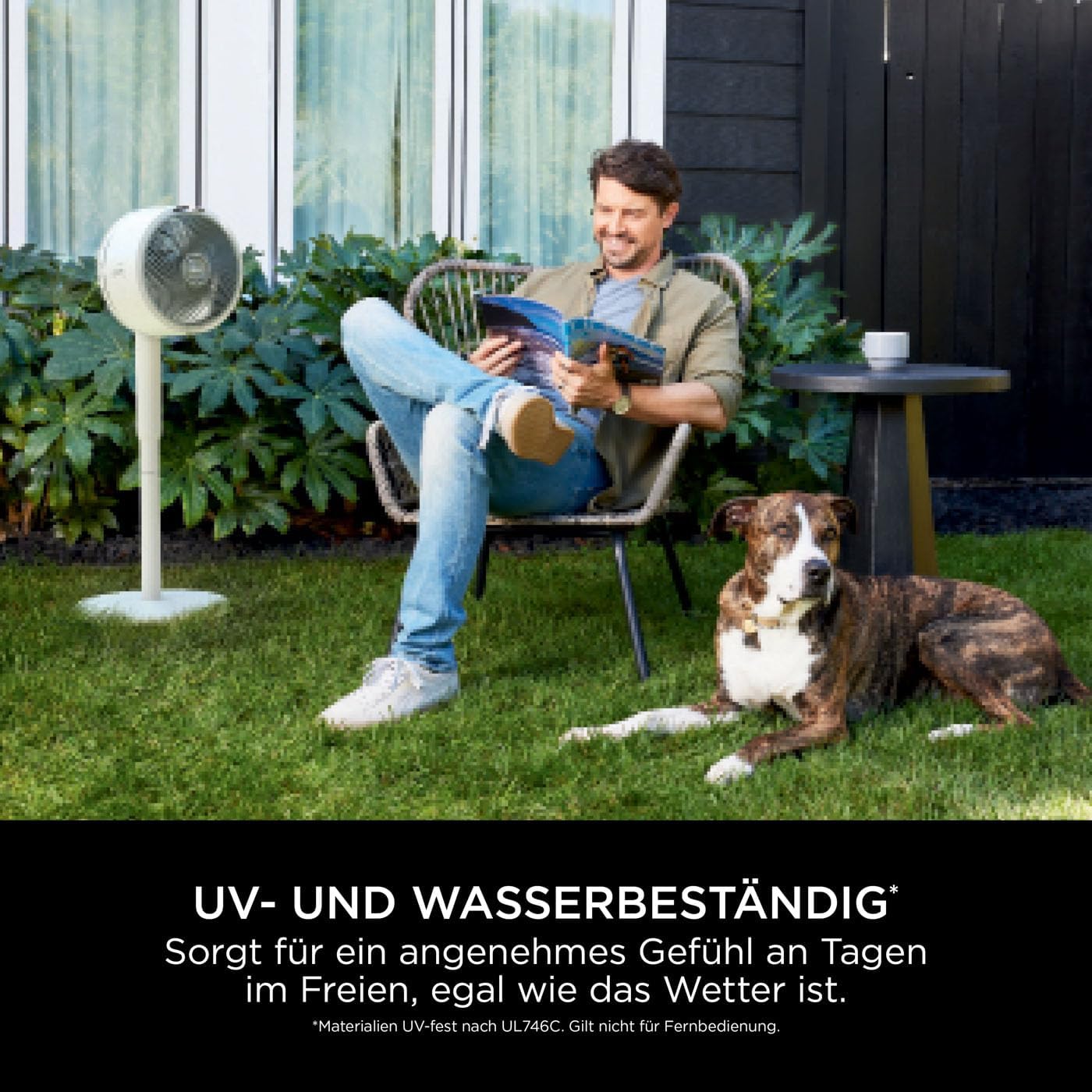 Shark FlexBreeze Ventilator Leise, Hybrid Ventilator Kabelgebunden & Kabellos, Tragbar, für Innen- und Außenbereich, UV- & Wasserbeständig, Ultraleistungsstark, Ultraleise, Weiß FA220EU