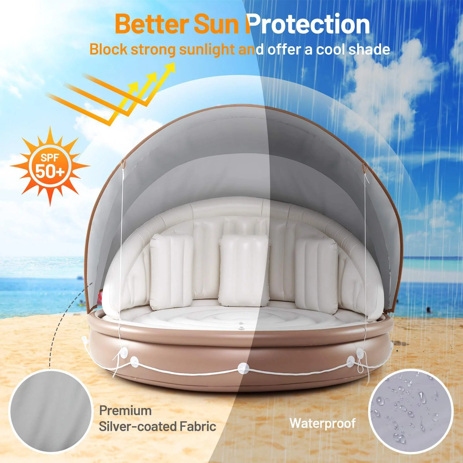 Inflatable Canopy Island w/Retractable & Removable Canopy SPF50+