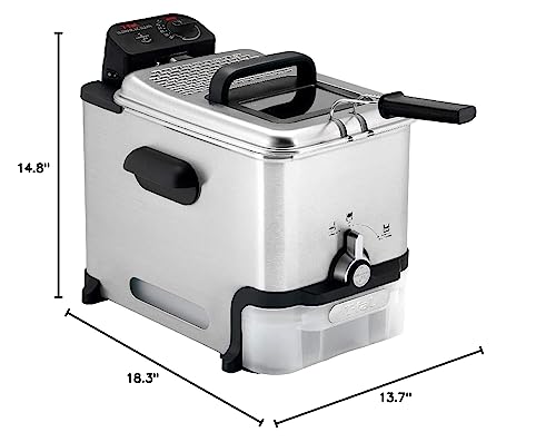 T-Fal Ultimate Steel Deep Fryer with Basket 3.5 Liter Oil and 2.6 Pound Food Capacity