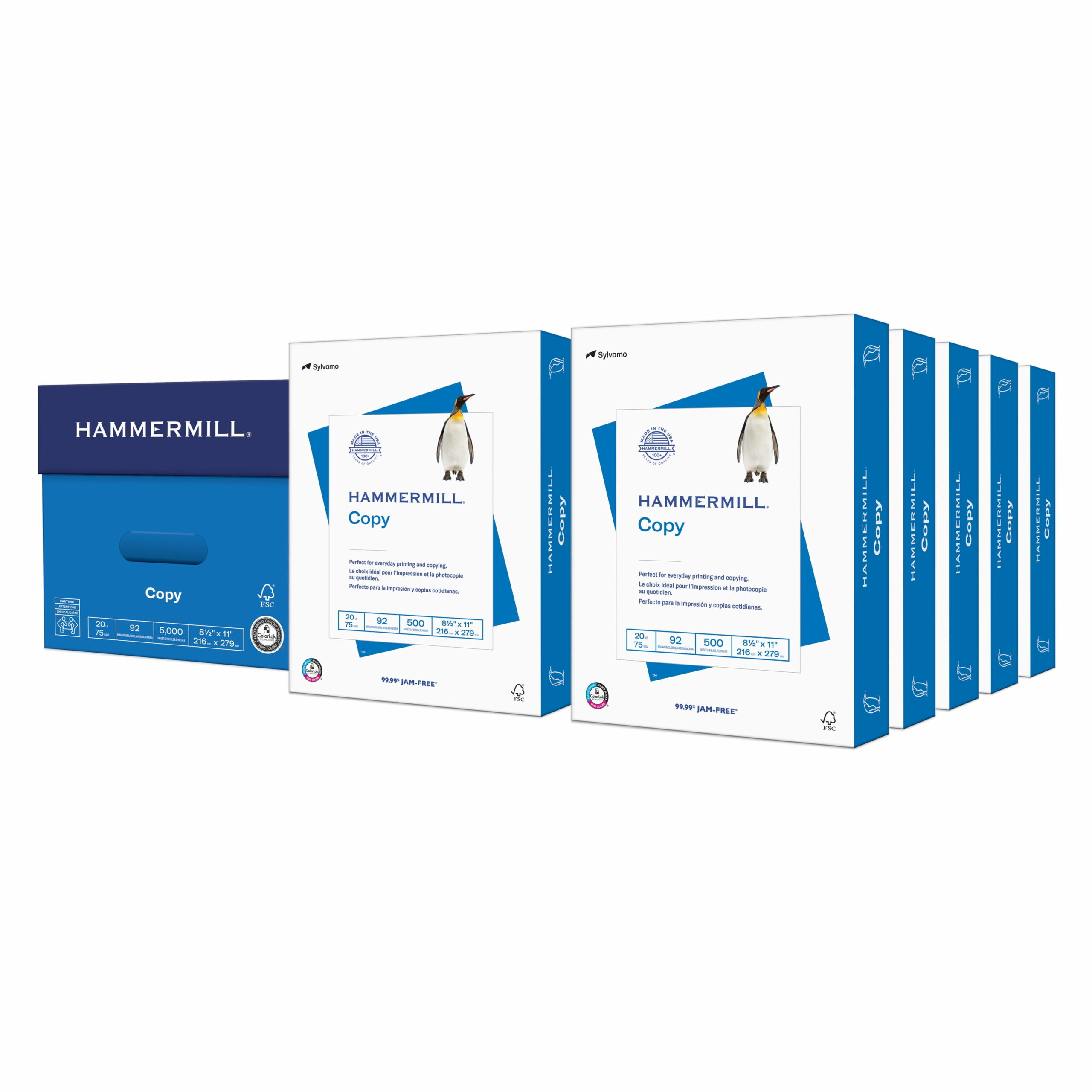 Hammermill 20 lb. Copy Paper, 8.5′′ x 11′′, 10 Reams, 5,000 Sheets, White, FSC Certified
