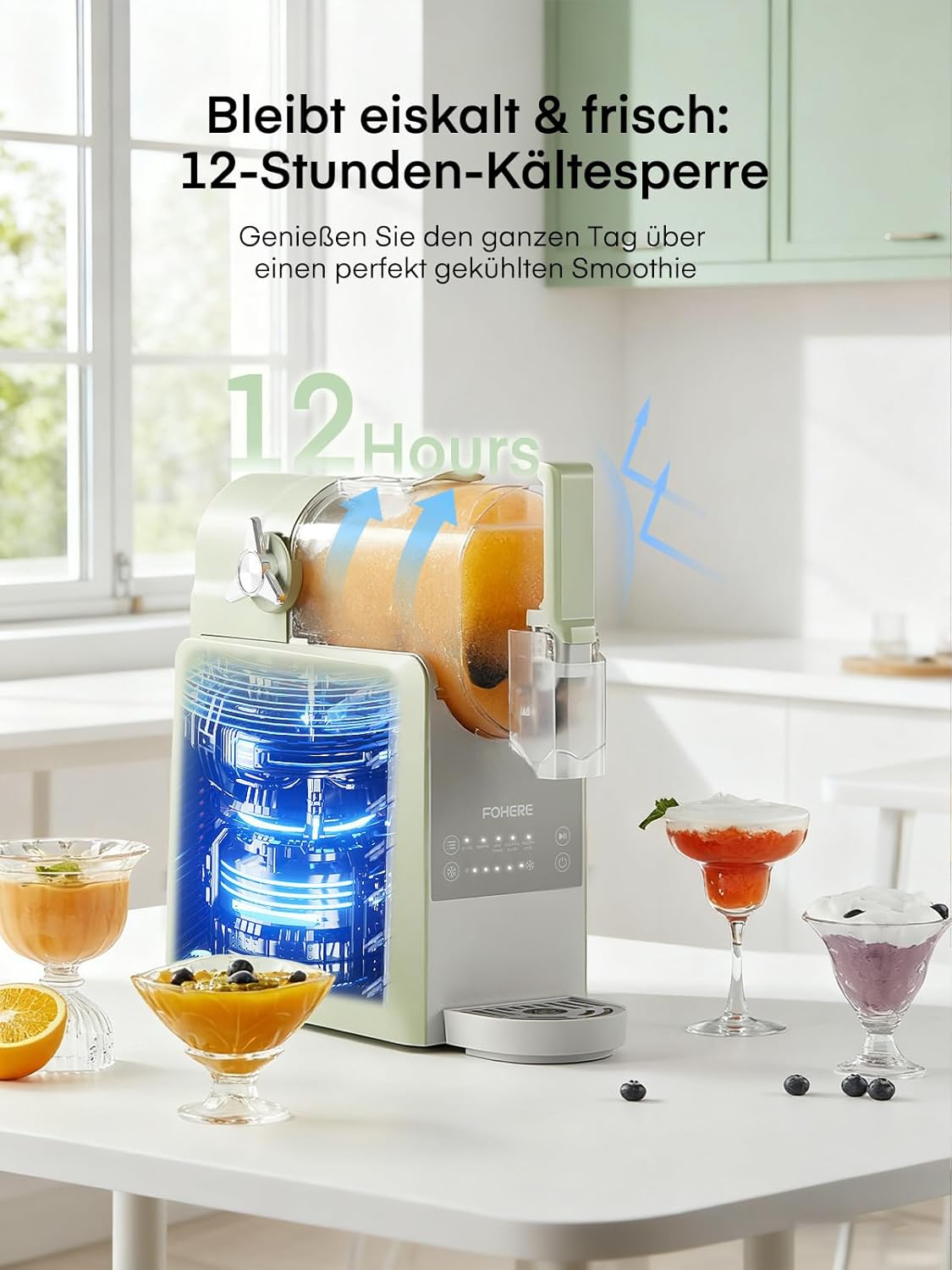 FOHERE Slush Maschine, 2,6L Slushie Maschine für Zuhause, Slush Eismaschine mit Selbstreinigung, Ohne Eiswürfel & 5 Smarten Programmen, für Slush, Eis-Cocktails, Frappé, Margaritas & Milchshakes