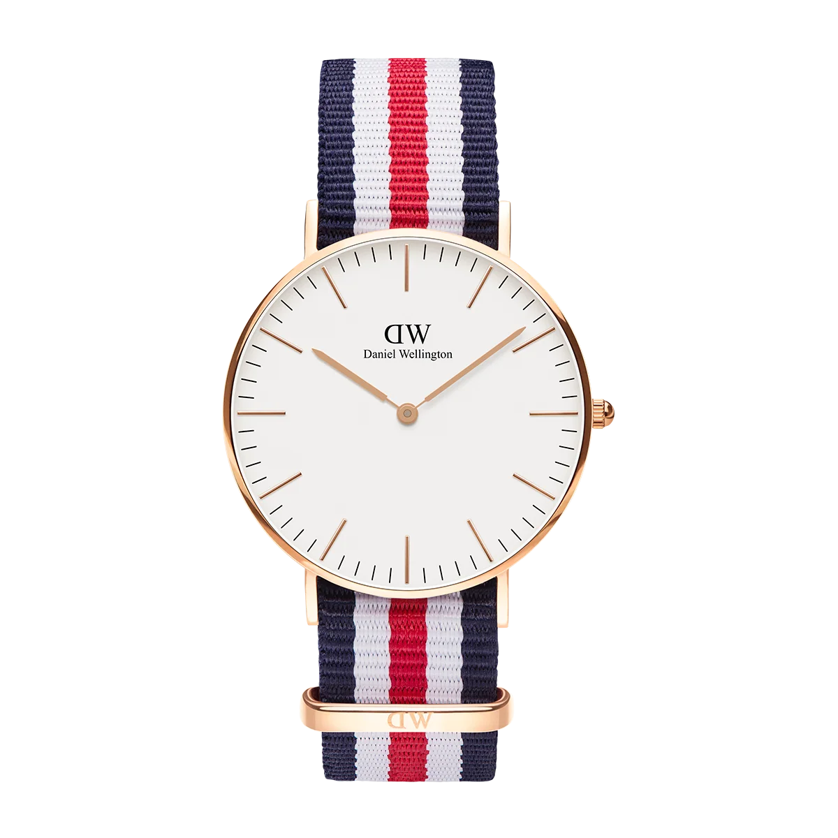 Daniel Wellington Canterbury 36mm White Dail Tricolour Nato Strap Gold Watch - DW00100030