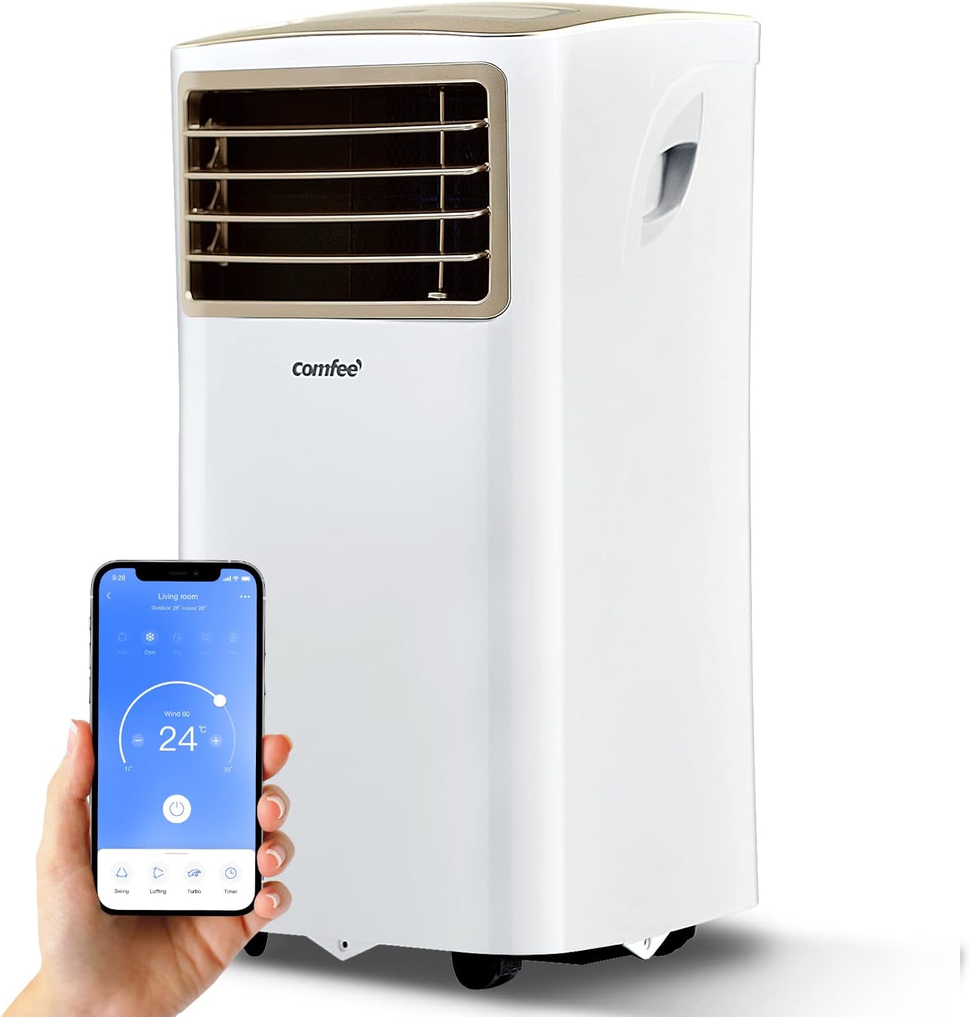 Comfee Mobiles Klimagerät Breezy Cool Pro 2.6,9000 BTU 2,6kW, Kühlen&Ventilieren&Entfeuchten,APP-Steuerung,Raumgröße bis 88m³(33㎡),Mobile Klimaanlage mit Abluftschlauch [Energieklasse A]