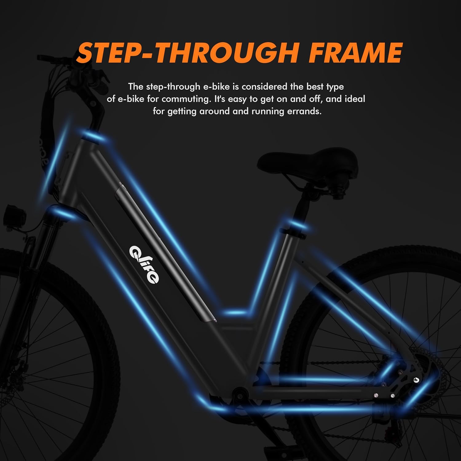 Qlife Cityone Electric Bike for Adults 26 Step-Through 22MPH Ebike with 2.1 Tire,UL2849 Certified Built-in Removable Battery,Peak 750W Motor Ebikes with 7 Speed, Commuter E Bicycle