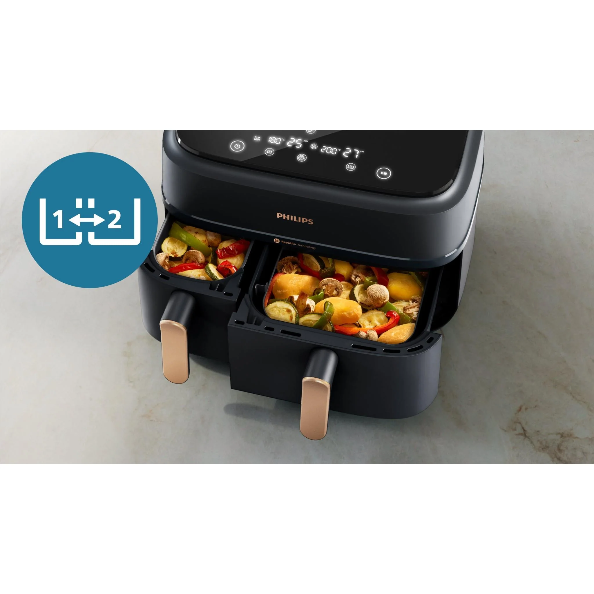 Philips 3000 Serie Dual Basket Airfryer XXL 9L (Grijs)