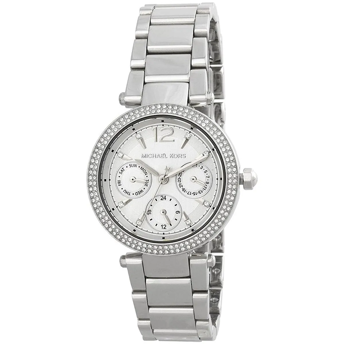 Michael Kors Parker Mini Multifunction White Dial Silver Women's Watch - MK6350