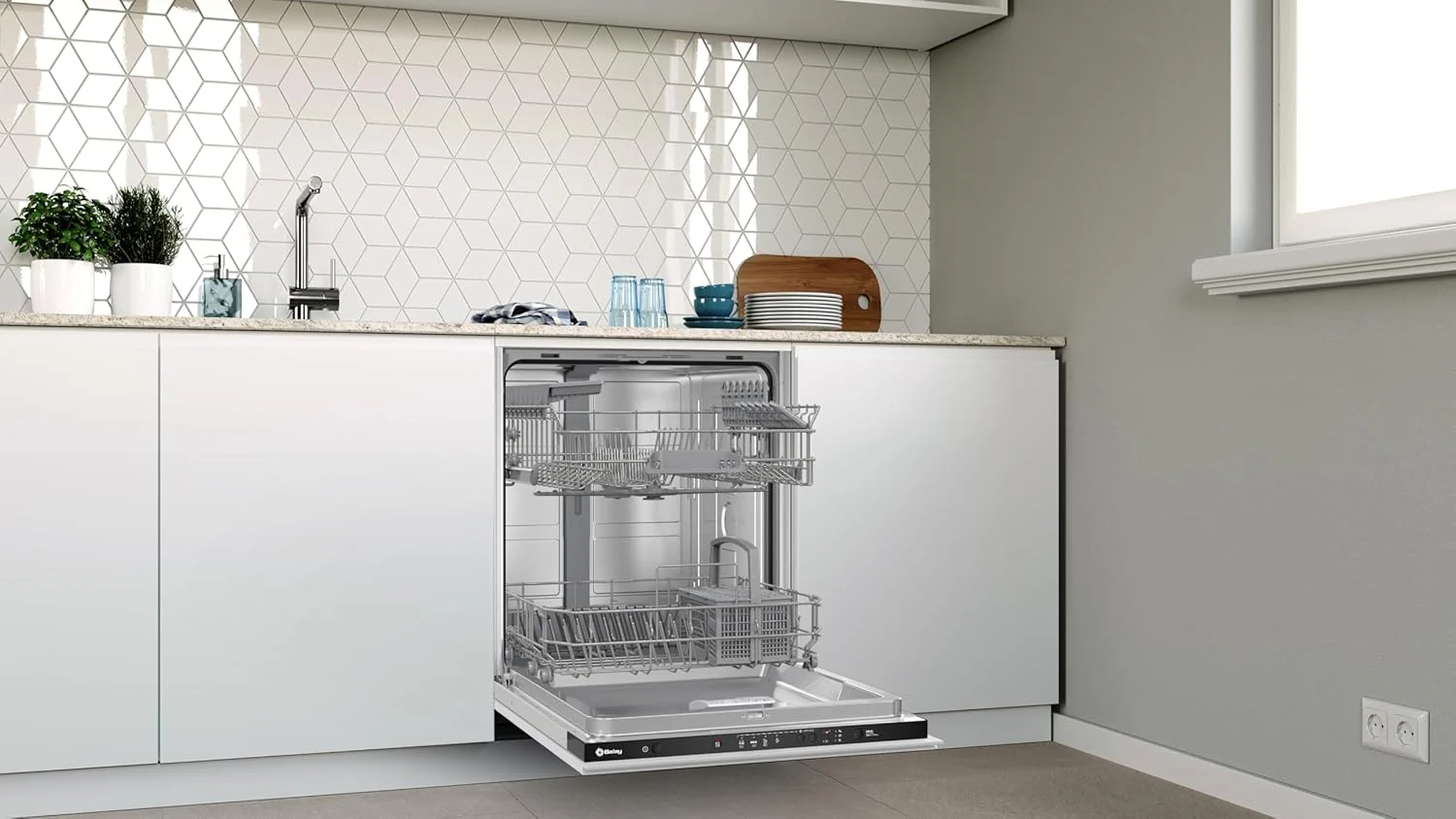Balay Built-in Dishwasher, 12 Service, 60 cm Width, Half Load, Fast Program, Quiet, 3VF304NP