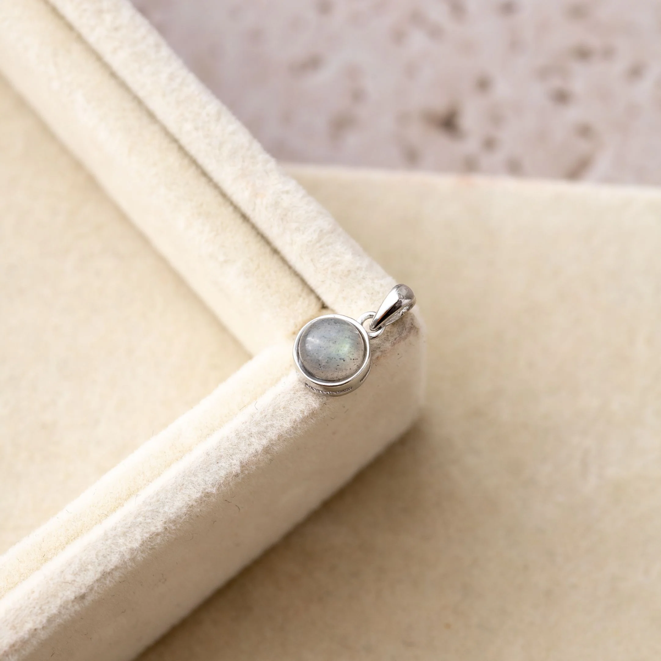 Maansteen Ketting Hanger - Rond Geslepen - 925 Sterling Zilver