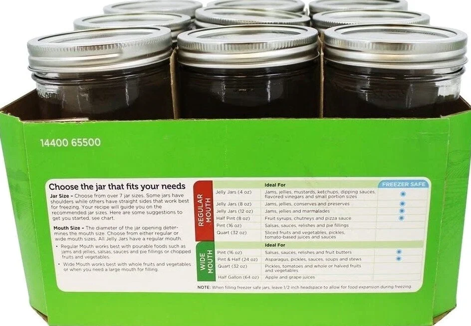 Ball Wide Mouth 24 Oz Glass Mason Jars with Lids, 9 Pack, Freezer Safe, Canning Jars