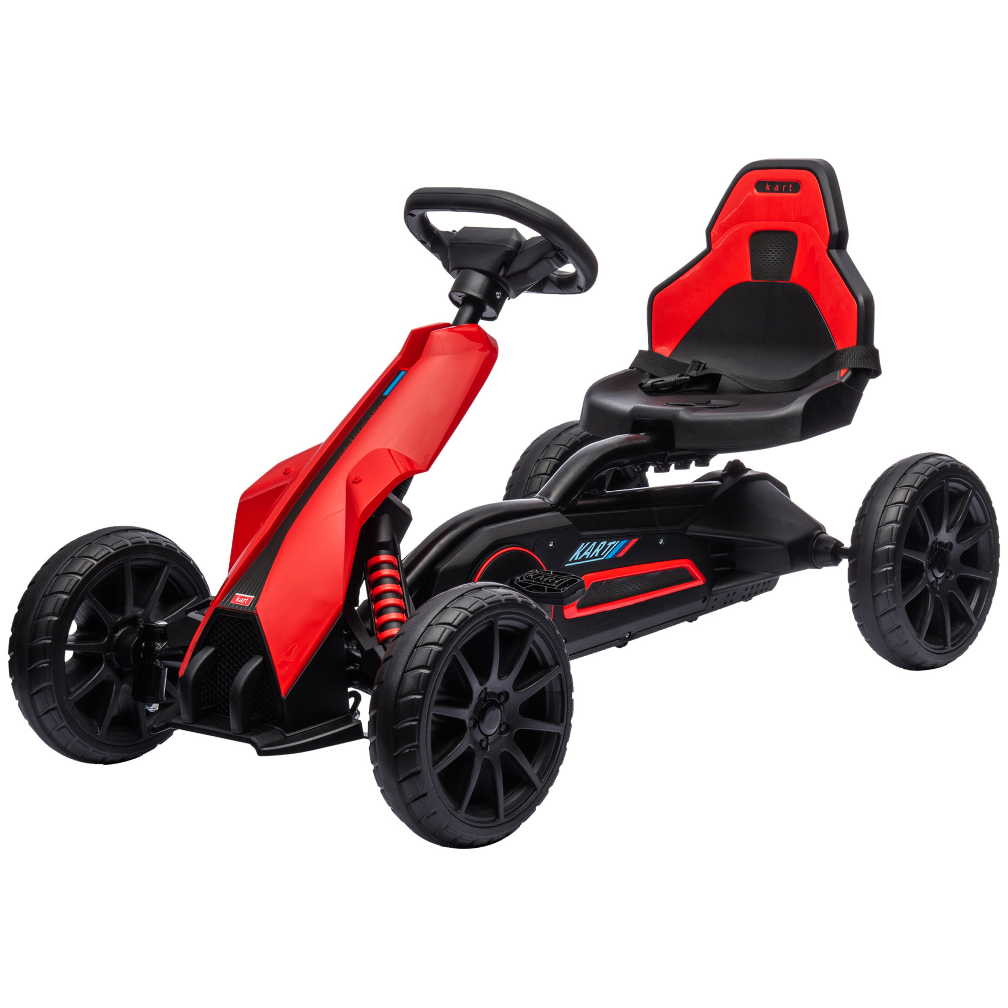 Go-Kart Pedal Go-Kart met Achteruit- en Vooruitversnelling, voor Kinderen van 3 tot 8 Jaar, Rood+Zwart