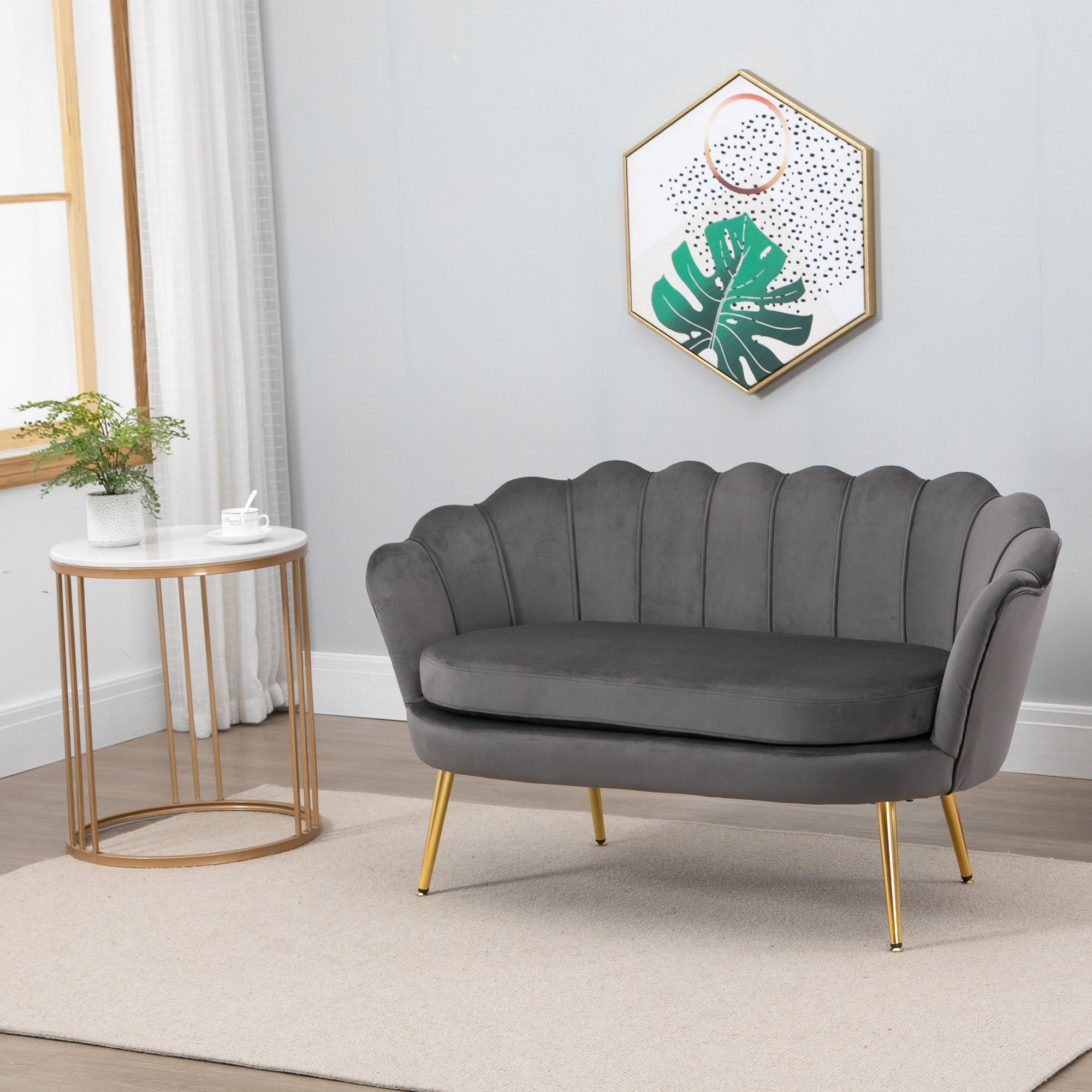 HOMCOM 2-zitsbank bank sofa fluweel velvet touch velours look