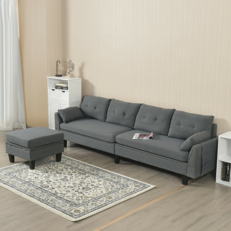 Reversible Sectional Sofa Couch L-Shaped Sofa Couch with Ottoman