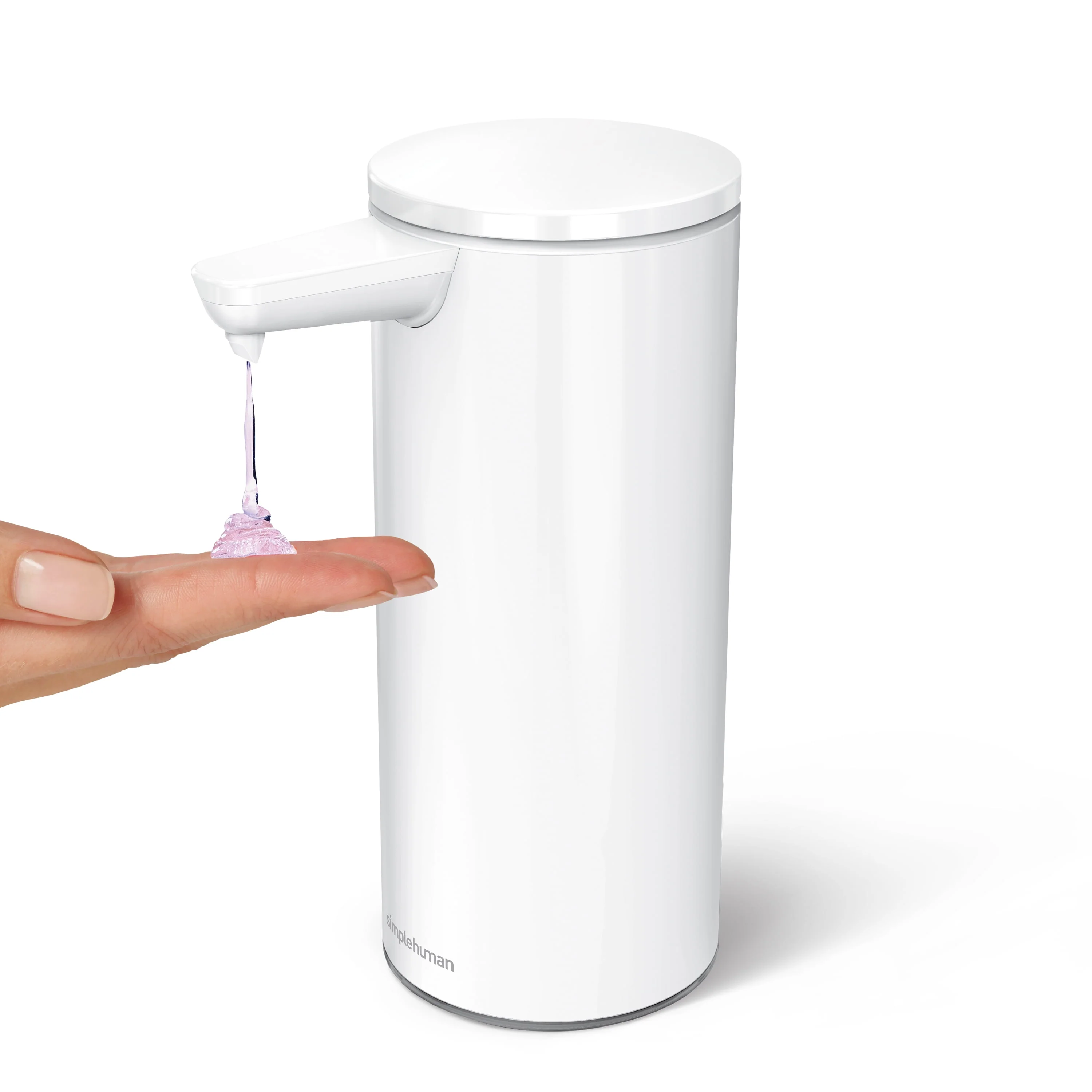 simplehuman 9 oz. Touch-Free Automatic Rechargeable Sensor Liquid Soap Dispenser, White Stainless Steel