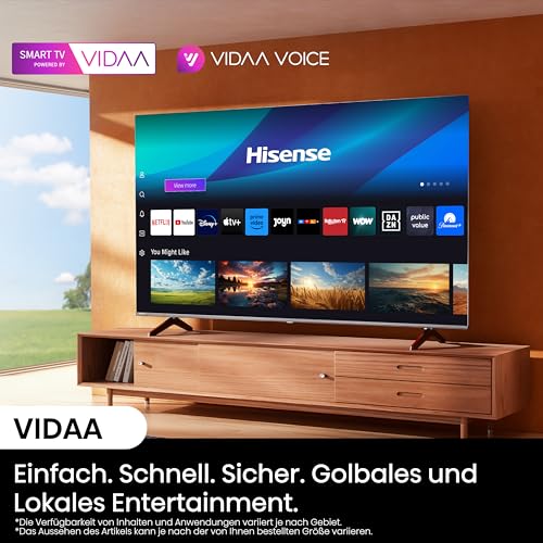 Hisense 43E6NT 108cm (43 Zoll) Fernseher, 4K UHD Smart TV, Precision Colour, HDR, Dolby Vision, 60Hz, Triple Tuner DVB-C/S/S2/T/T2, WiFi, HDMI 2.1, Bluetooth, Alexa Built-in, Schwarz, [2024]