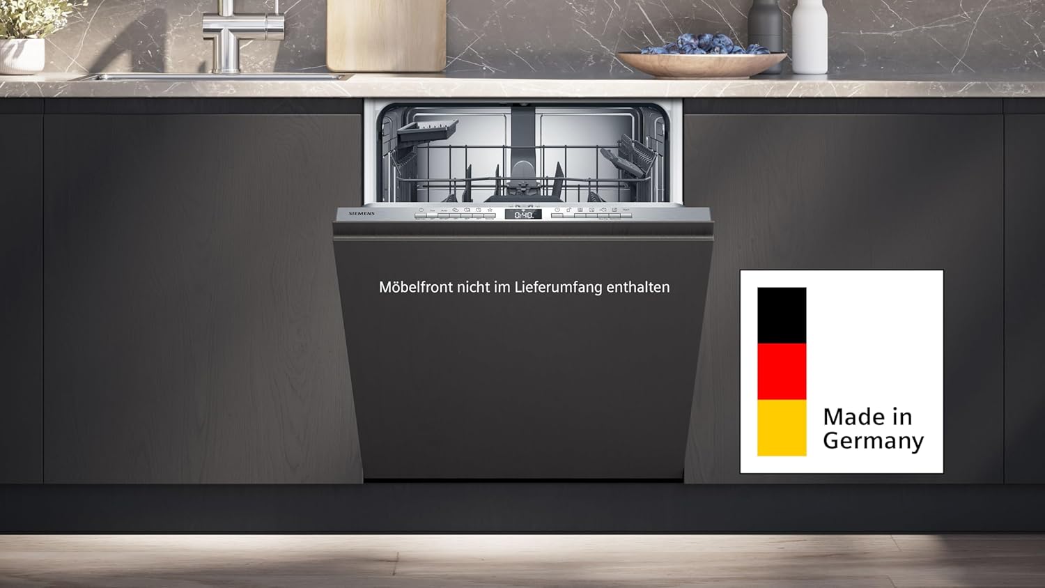 Siemens SN43ES14VE, iQ300 Smarter Geschirrspüler, Unterbau-Spülmaschine mit Besteckschublade, 60 cm, automatische Türöffnung dank autoOpen dry, besonders leise mit iQdrive-Motor, aquaStop, Edelstahl