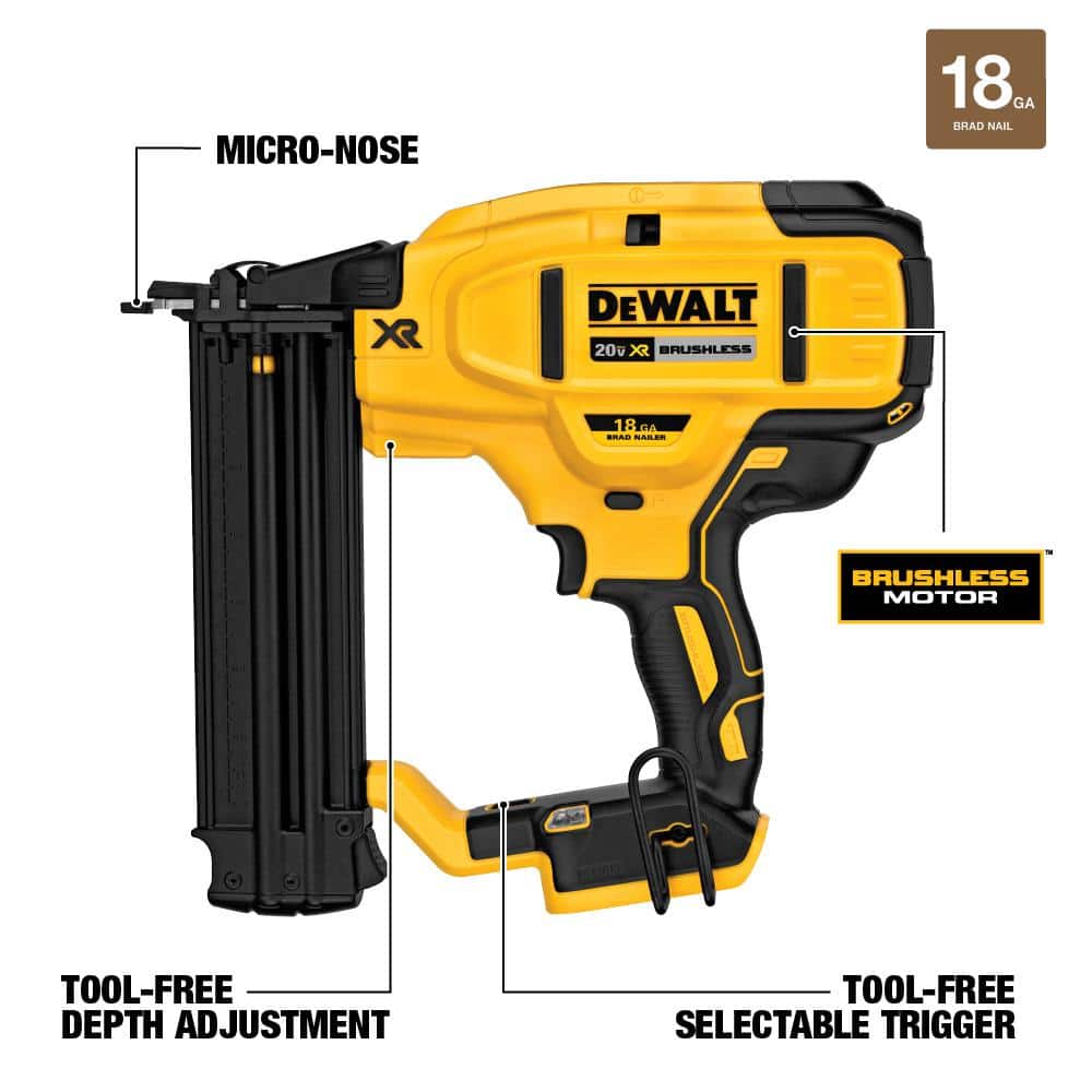 20V MAX XR Lithium-Ion Cordless 18-Gauge Brad Nailer (Tool Only) DCN680B