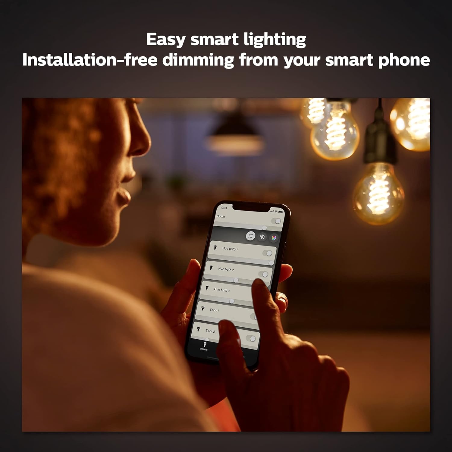Philips Hue White Ambiance G40 LED Bulb 4-Pack, 550LM, E26, Smart Home Compatible with Alexa & Google Assistant