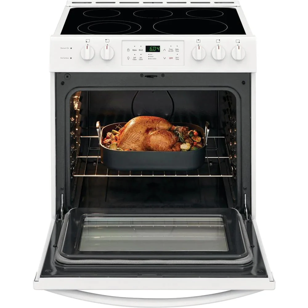 30 in. 5.0 cu. ft. Single Oven White with NVS Black Glass