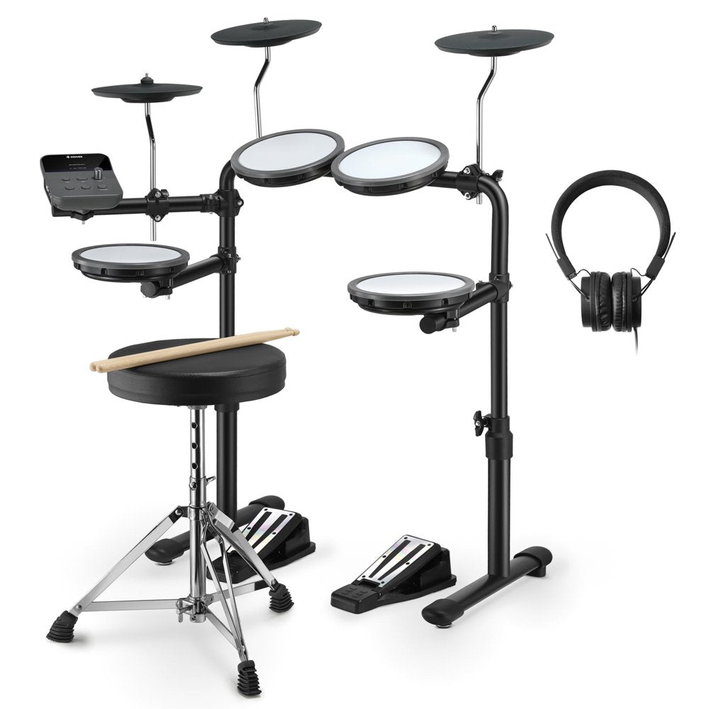 Donner DED-70 Kids Electric Drum Set, 68+ Sounds, Quiet Mesh Pads, Portable, Includes Sticks & Headphones