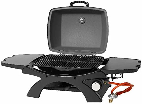 tepro Tischgasgrill Abington (klein), 1 Brenner mit max. 3,2 kW Leistung, Piezozündung, Thermometer, Maße ca. 102 x 46,2 x 38 cm, Anthrazit / Schwarz