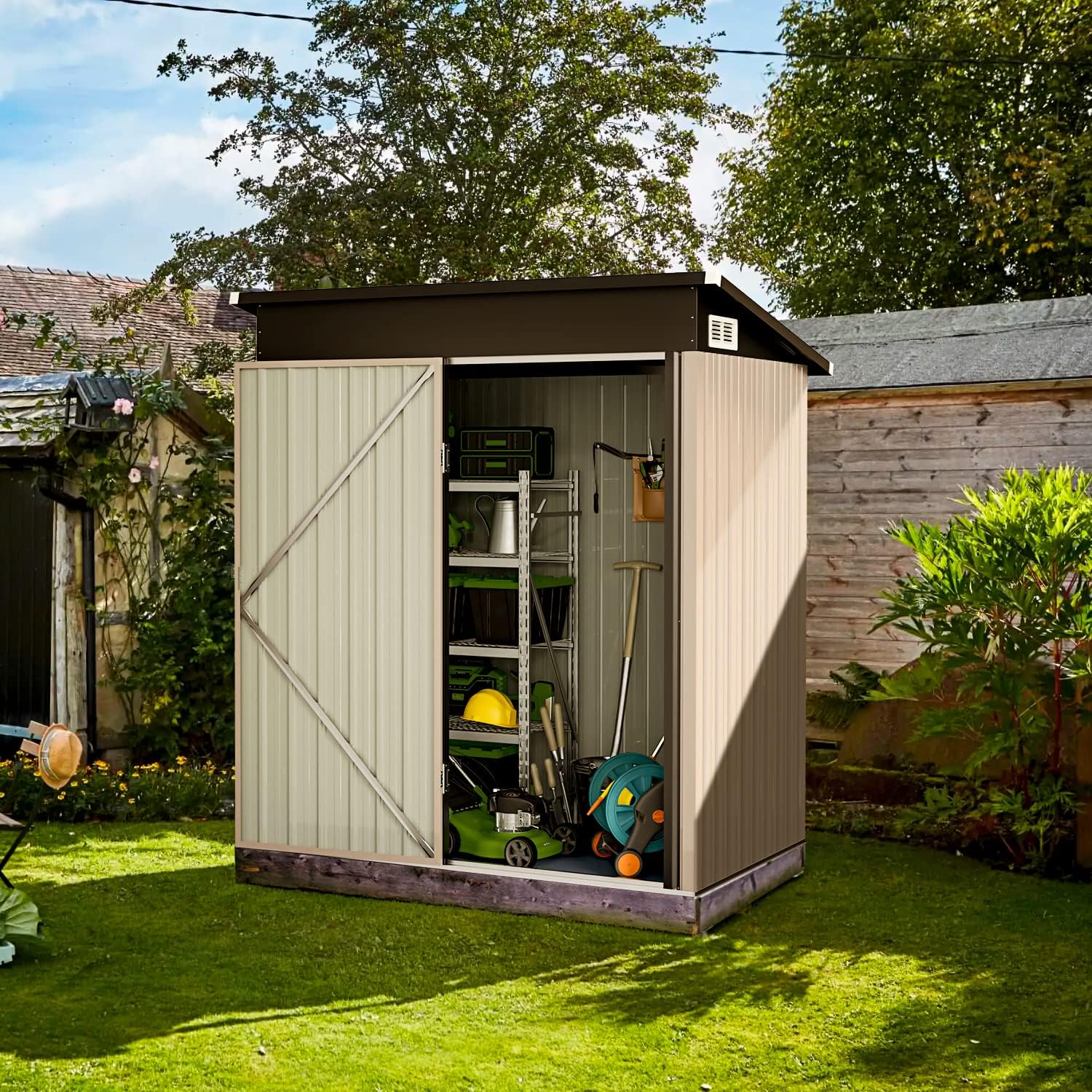 5' x 3' Mini Metal Utility Shed without Base
