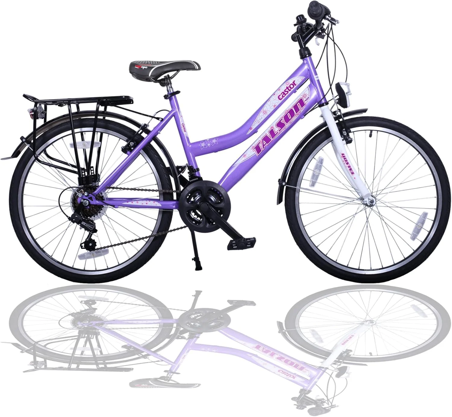 Talson Bici per Bambini 24 Pollici Cambio 21 Velocità a Manopola Viola-Bianco con Illuminazione a Norma STVO