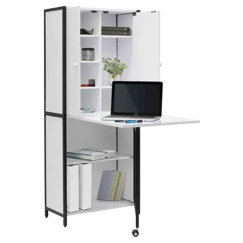 Versatile Craft Armoire with Foldable Desktop for Sewing and Home Office Use