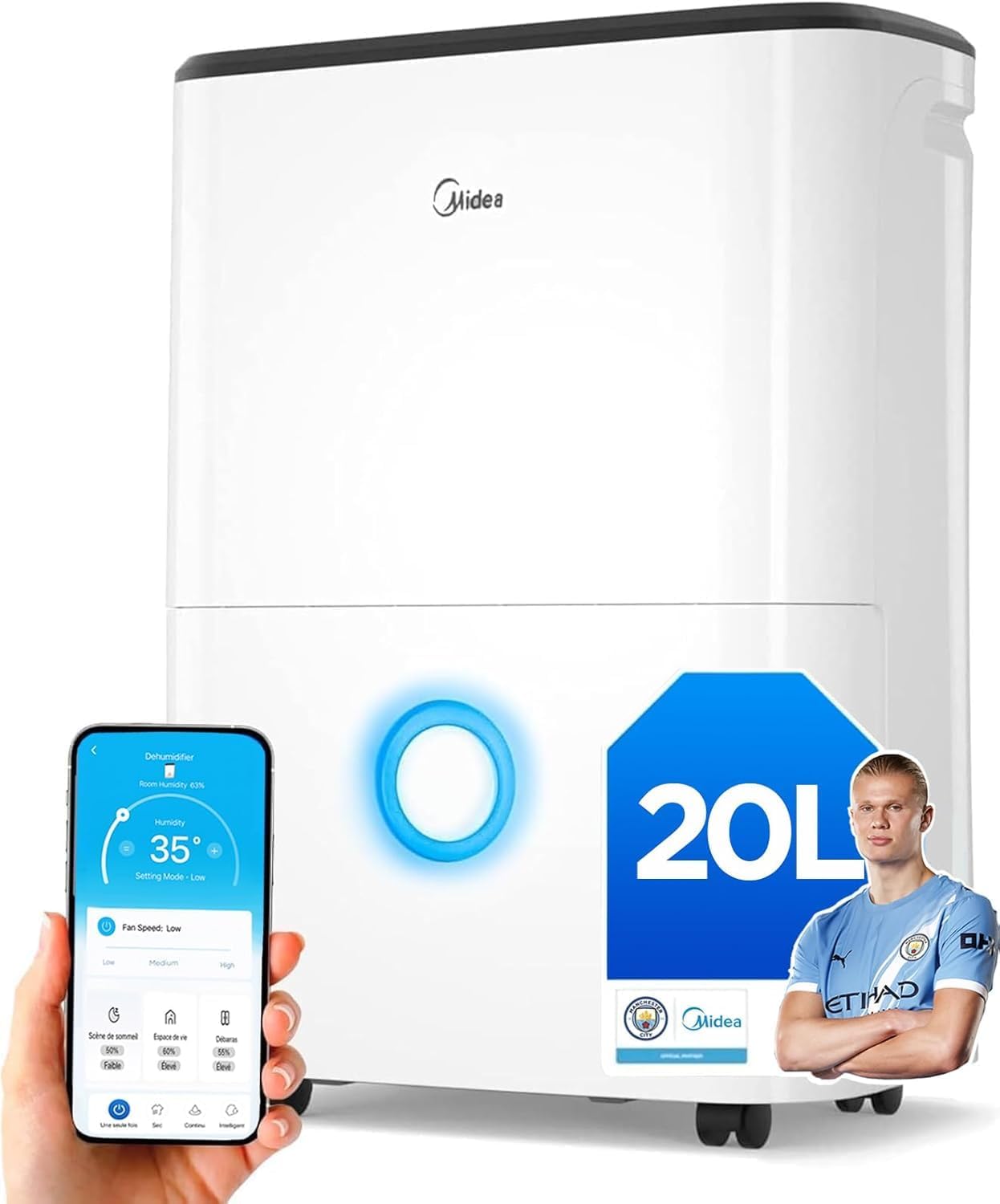 Midea Deshumidificador de Humedad 20L Silencioso | WiFi/App, Modo Secado de Ropa y Auto Antihumedad, Purificador Eléctrico Antibacterias, moho y Condensación | Ideal en habitaciones hasta 50m2/150m3