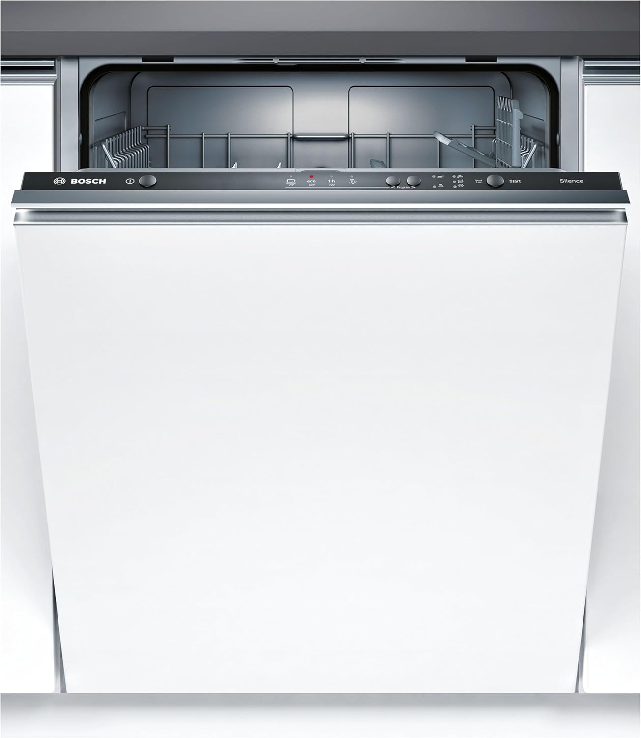 Bosch SMV4ETX08E, Serie 4, Smarter Geschirrspüler Vollintegriert 60 cm, Besteckkorb, Spülmaschine mit Programmassistent, besonders Leise, Rackmatic, Automatische Türöffnung, InfoLight, AquaStop