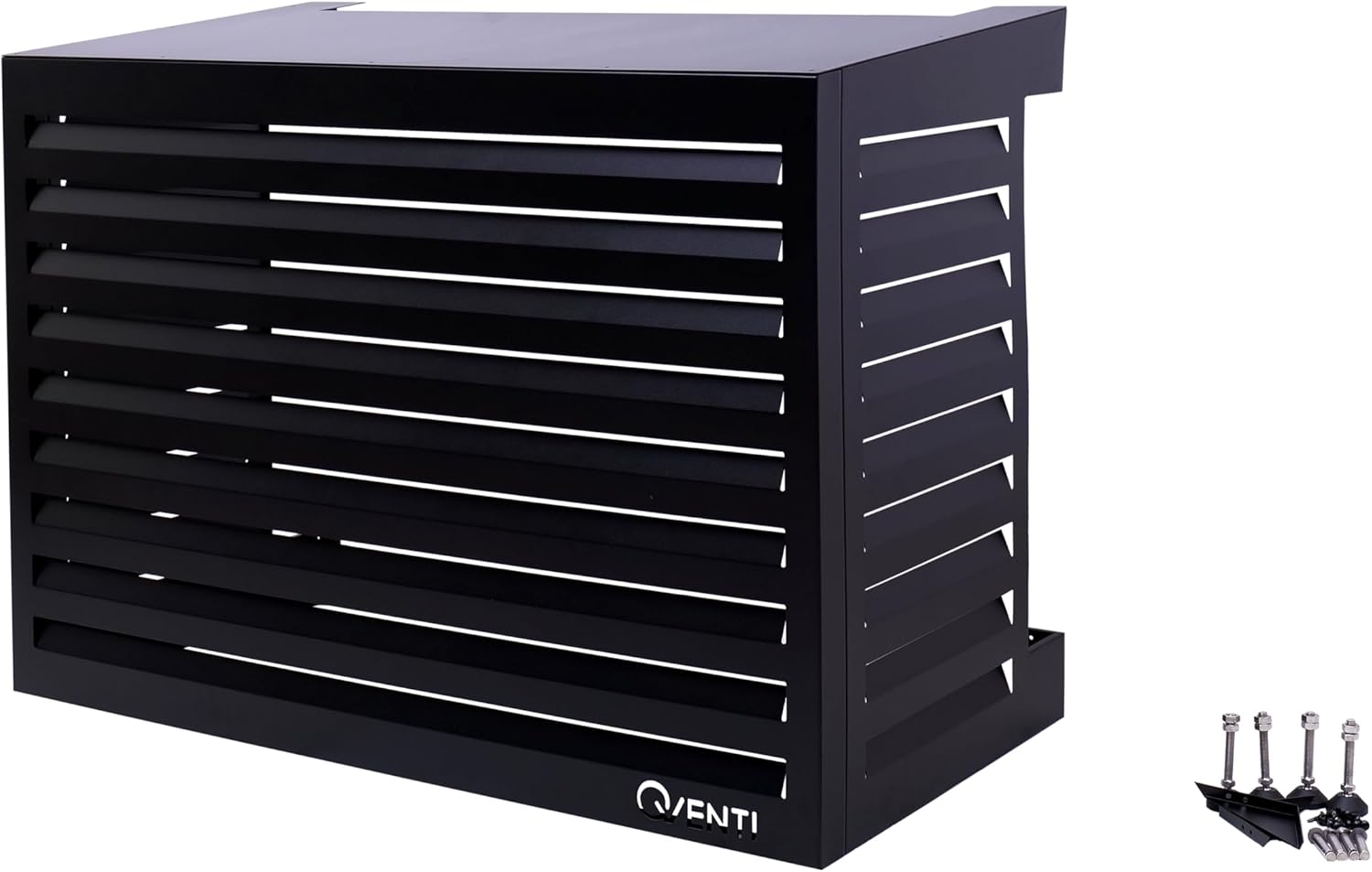 Qventi Abdeckung für Klimaanlage - Anthrazit/Grau - Aluminium - Schutzgitter - Verkleidung - Einfache Montage - Größe S - Außenmaße (LxBxH): 100 x 50 x 75 cm