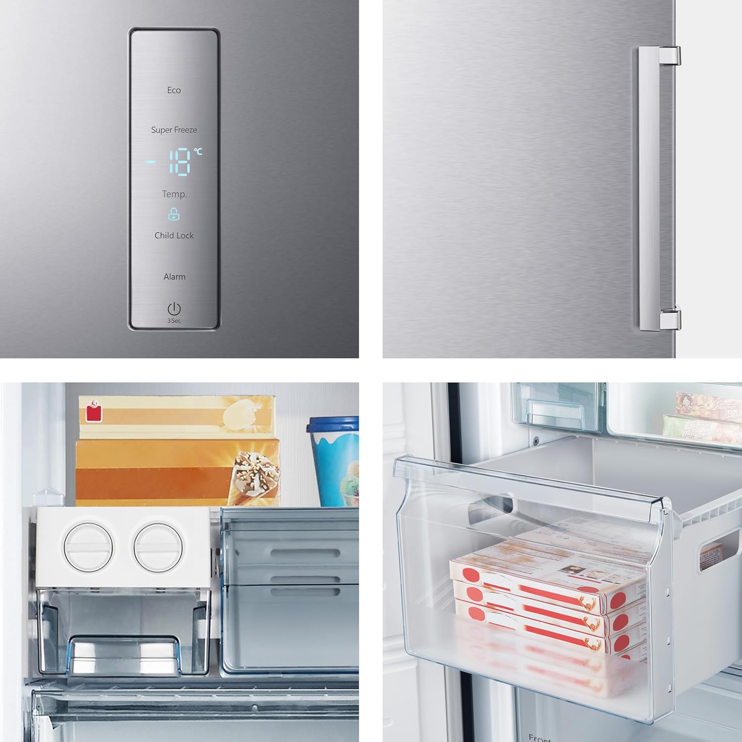 Hisense FV191N4AW2 Gefrierschrank/ TotalNoFrost/ SuperFreeze/ Türalarm/ Multiflow 360°/ BigBox/ 143,4 cm/ Gefrierteil 147 l/ 41 dB/ 205 kWh/Wei